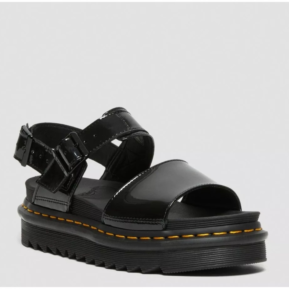 Dr. Martens VOSS Patent Leather Strap Sandals in Black Lampe - Picture 16 of 16
